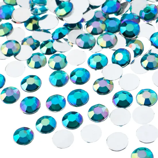 John Bead 8mm (SS39) Round Acrylic Flat Back Rhinestones, 1000pcs Turquoise AB {1}