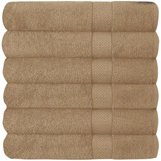Set of 6 Hotel & Spa 100% Cotton Bath Towels 27x52 inch TAUPE {1}
