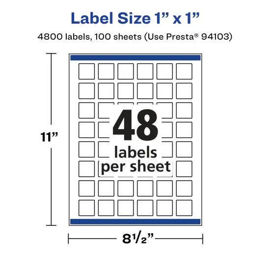 Avery Glossy Clear Square Labels with Sure Feed, 1" x 1" {5}