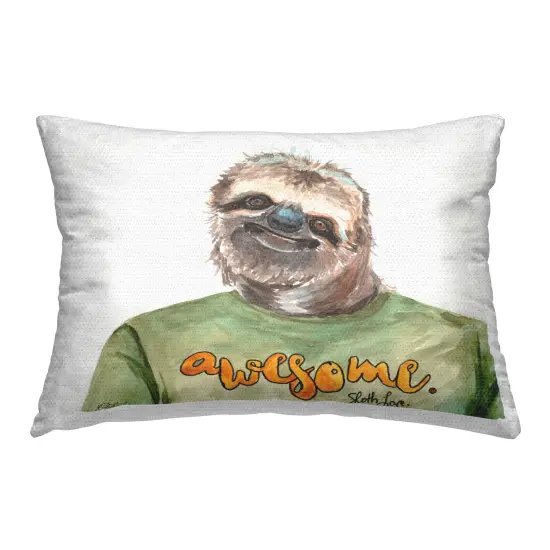 Awesome Smiling Sloth Design by Jennifer Redstreake Outdoor Printed Pillow  {1}