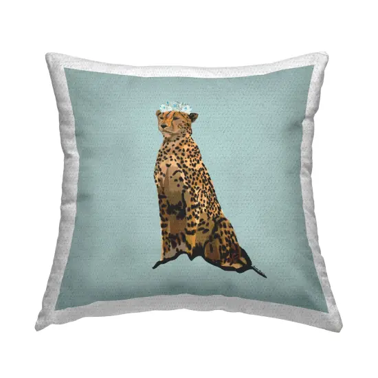 Leopard with Elegant Crown Design by Amelia Noyes Outdoor Printed Pillow {1}