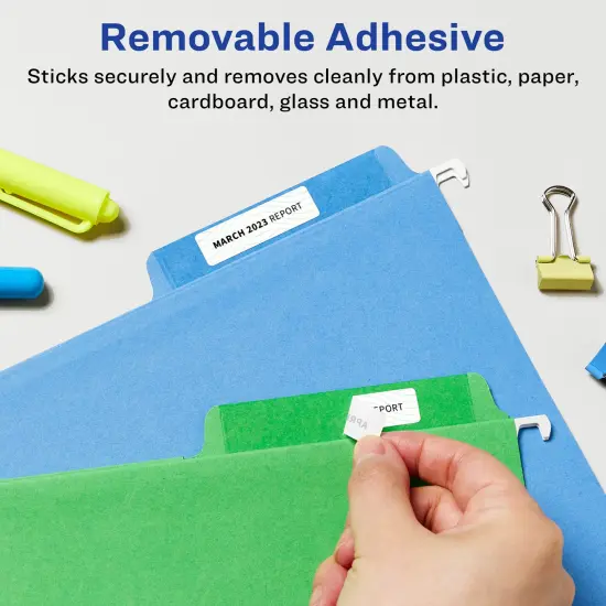 Avery Matte White Removable Rectangle Labels with Sure Feed Technology, Print-to-the-Edge, .5" x 1.75" {2}