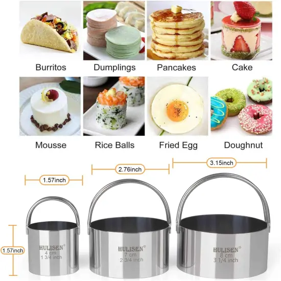 Biscuit Cutter Set Stainless Steel Round with Handle Professional Silver {9}