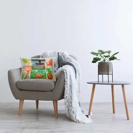 Summer Lake Collage Design by Andrea Tachiera Throw Pillow  {2}