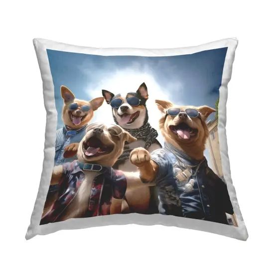 Happy Dog Friends Design by Jim Baldwin Throw Pillow  {1}