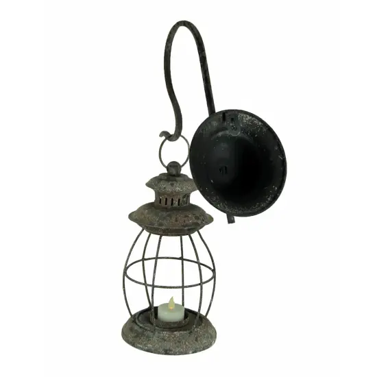 Rustic Distressed Metal Wall Mounted Vintage Lantern Hanging Candle Sconce {3}