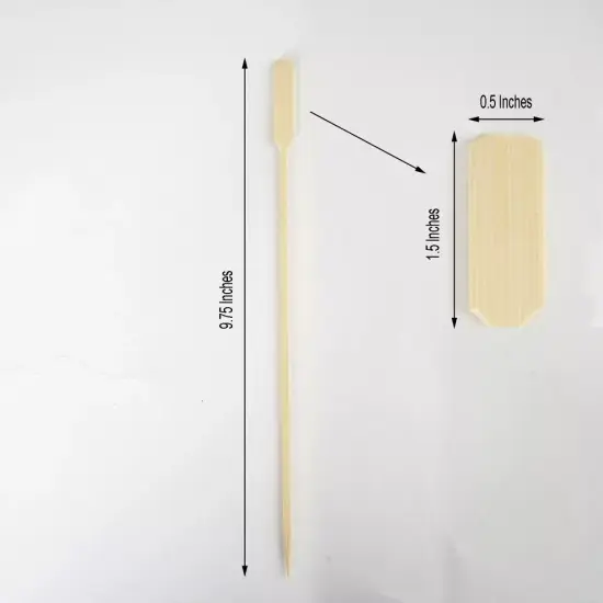 100 pcs 10-Inch long Light Brown Natural Bamboo Paddle Skewers Picks {2}