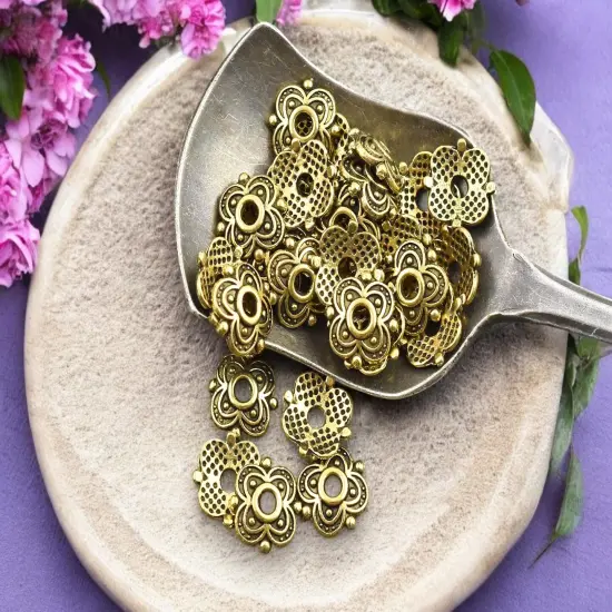 *250* 8mm Antique Gold Bead Caps {1}