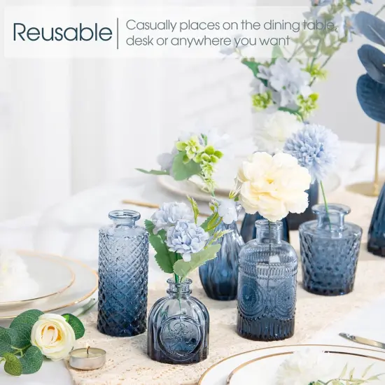 12pcs Glass Bud Vases Set - Mini Vintage Vases for Flowers Black {6}