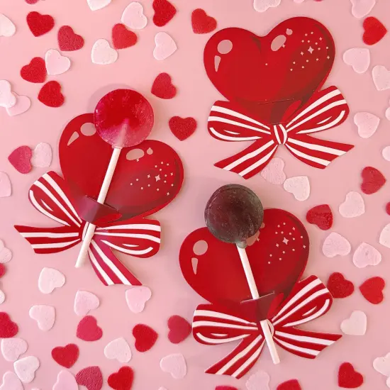 Wrapables Valentines Lollipop Paper Card Candy Holders, Hearts and Bows Party Supplies, Decorations, Party Favors (100pcs) {3}