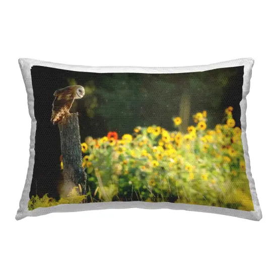 Owl Perched in Meadow Design by Carrie Ann Grippo-Pike Outdoor Printed Pillow  {1}