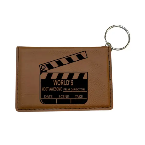 Keychain ID Holder Wallet - Worlds most awesome Film Director - Leather Black/Gold {4}