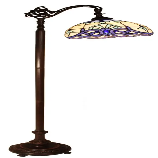 Blue Pedestal Tiffany Stained Glass Shade & Floor Lamp Base - Perfect for a Living Room, Bedroom, Office, & More {1}