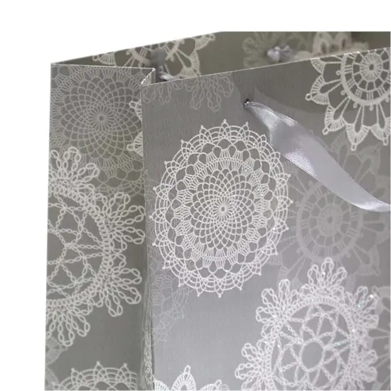 Light Silver Sparkle Snowflakes Shopping Bag 10 1/4" x 4 3/4 x 12 5/8" {5}