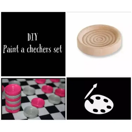 Kitcheniva Unfinished Checkers Wood Stackable Checker Crafts DIY {7}