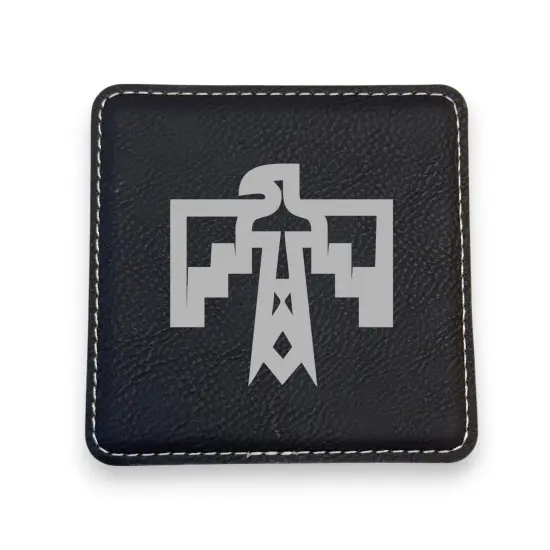 Coaster - Thunderbird Native American - SET OF 2 - Leather or Stitched Cork Stitched Cork/Black {3}