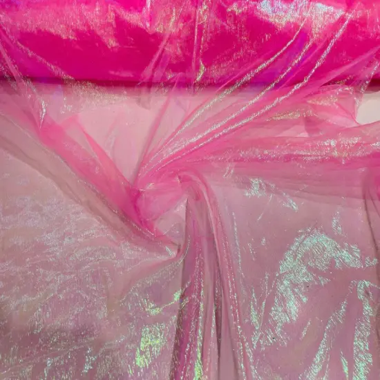 1 Yard Crush Iridescent Organza Fabric Lightweight Sheer Nylon Acrylic for Decor Costumes 44/45 Inch Width Neon Pink Iridescent {1}