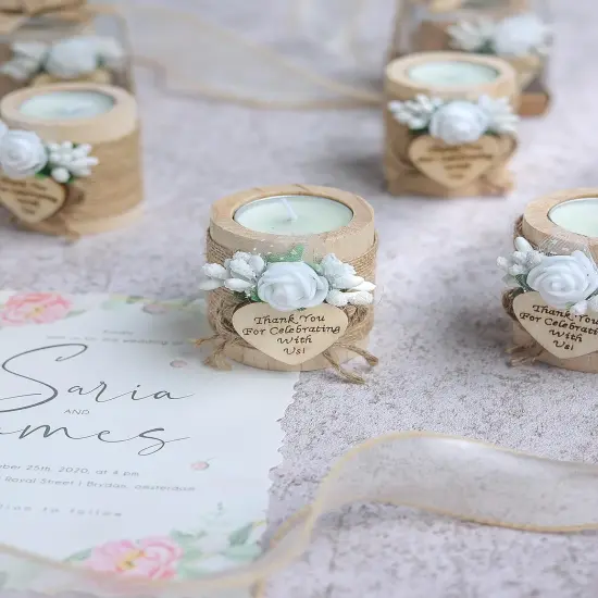 50pc Wooden Tealight Candle Holders &ndash; Wedding & Shower Favors, DIY Guest Gifts {4}