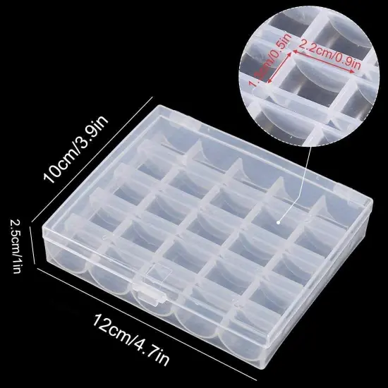 Bobbin Box,Machine Bobbin Organizer Plastic Case,Transparent 25 Slots Empty Bobbins Spools Box,Sewing Craft Plastic Case Storage Box for Sewing Machine {5}