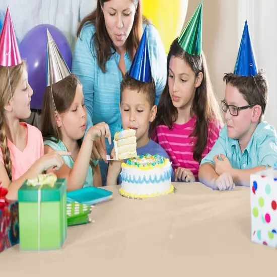 Exquisite Party Solids 54" x 100' Plastic Table Cover Roll with Slide Cutter &ndash; Cut-to-Size Dispenser Box &ndash; Makes Up to 36 Disposable 8' Rectangle Tablecloths Ivory {2}