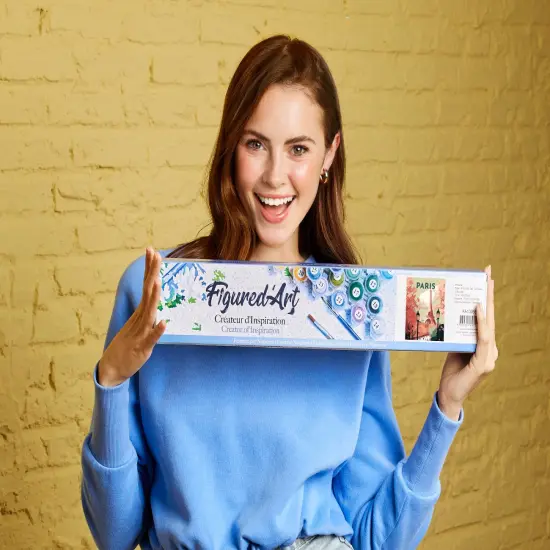 Figured'Art Paint by Numbers for Adults Travel Poster Paris 2 16"x20" - Craft Art Painting DIY Kit Rolled Canvas Without Frame {2}