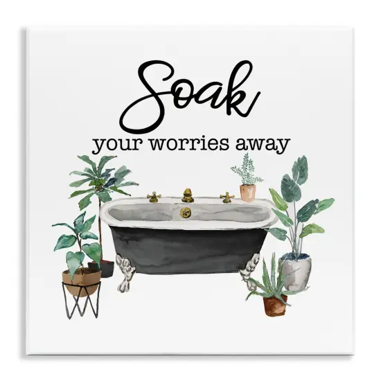 Stupell Industries Soak Worries Away Plants Wall Plaque Art Design by Masey St. Studios {1}
