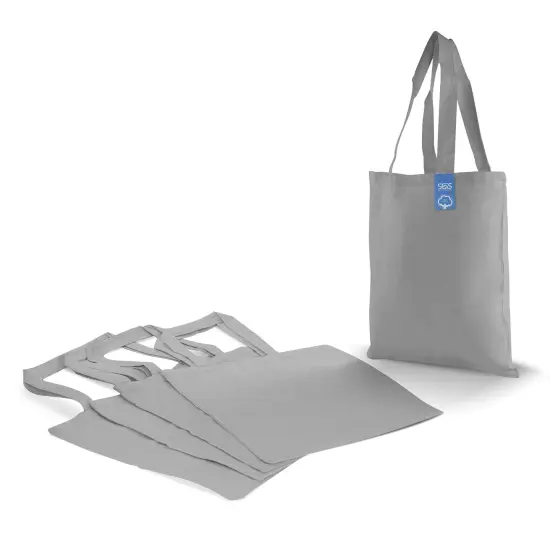 Simply Green Solutions Reusable Cotton Cloth Grocery Craft Bag, 15 x 16 Reusable Tote with Handle, Pack of 5, Gray {5}