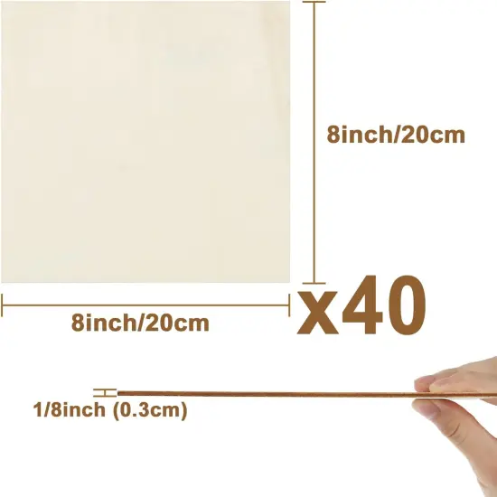 40 Pieces 8x8 Inch Wood Squares Unfinished Plywood Wood Sheets 1/8 inch {2}