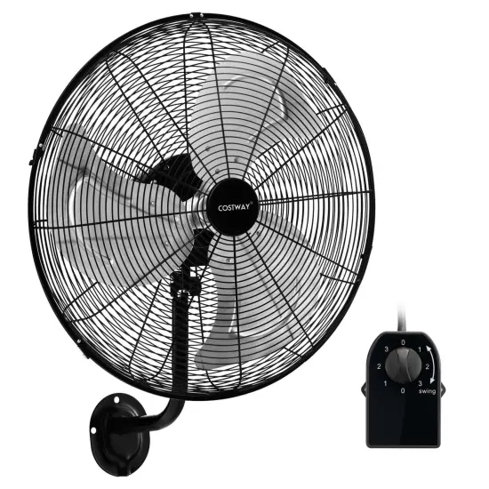 Costway 1/2 PCS 20" Wall Mount Fan with 3-Speed Options 85&deg; Oscillation 30&deg; Tilt 6 FT Cord {7}