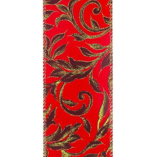 2.5" Exquisite Scroll Holiday Ribbon: Red (10 Yards) {3}