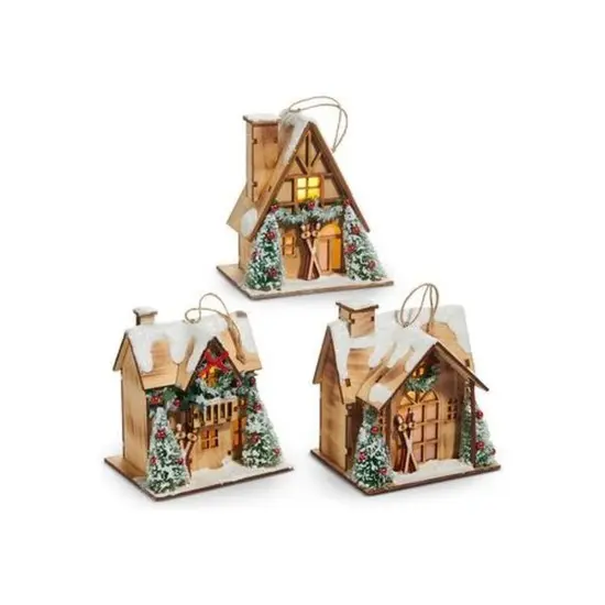 5" Lighted Lodge House Ornaments {1}
