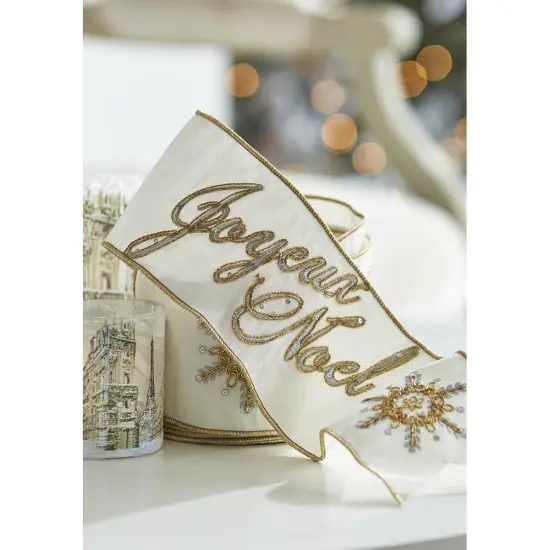 4" Joyeux Noel Embroidered Ribbon (10 Yards) {1}