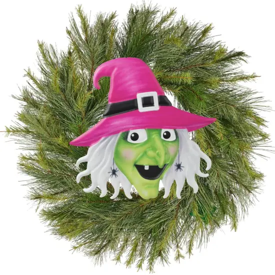 12" Metal Embossed Sign: Witch Head (Pink) {5}