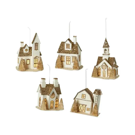 Lighted Glittered Village Ornaments {2}