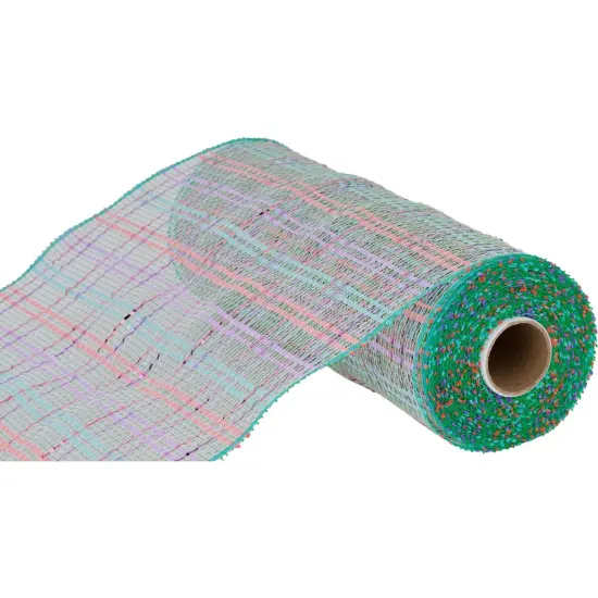 10" Vertical Foil Plaid Mesh Ribbon: Lime/Pink/Blue/Lavender {1}