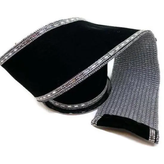 4" Embroider Jewel Edge Velvet Ribbon: Black (5 Yards) {2}