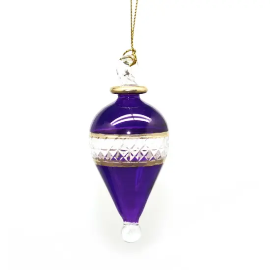 Lattice Glass Ornaments With Gold Accents - Purple Teardrop {1}