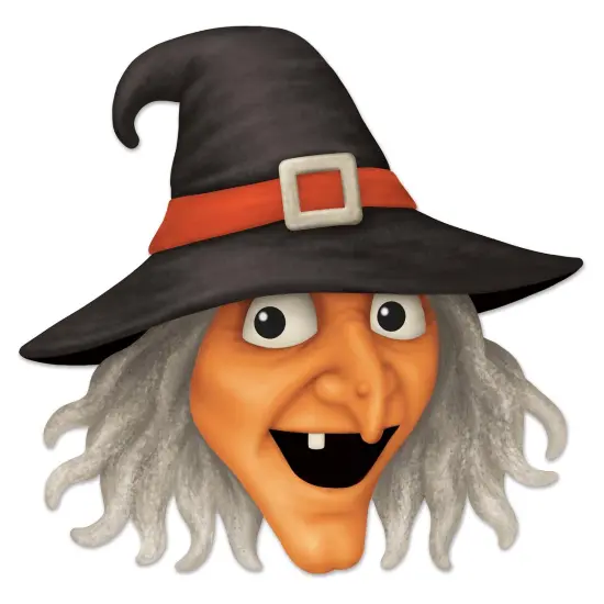 12" Metal Embossed Sign: Witch Head (Orange) {1}