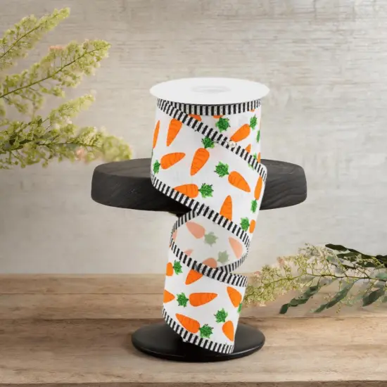 2.5" Carrots Thin Stripe Ribbon: White (10 Yards) {2}