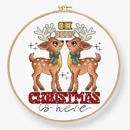 Oh Deer Christmas Is Here L9912 Counted Cross Stitch Kit {1}