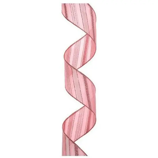 2.5" Peppermint Stripe Ribbon: Pink/White (10 Yards) {3}