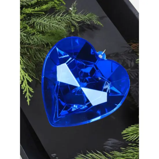 6" Acrylic Heart Jewel Ornament: Blue {3}