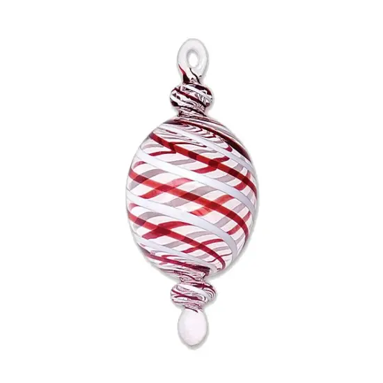 Peppermint Striped Ball Glass Ornament {1}