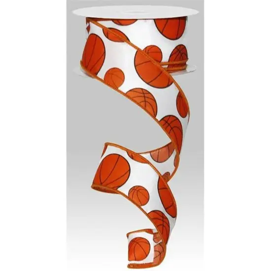 1.5" Basketball Ribbon: Orange & Black (10 Yards) {3}