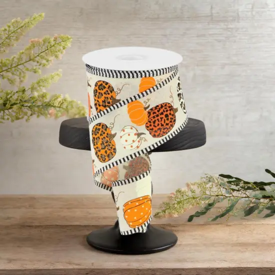 2.5" Leopard Pumpkins Stripe Edge: Cream/Orange (10 Yards) {4}