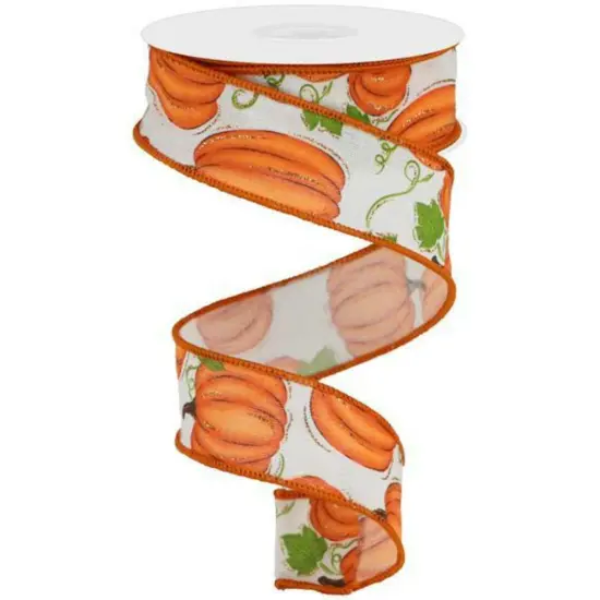 1.5" Pumpkin Patch Ribbon: Off White (10 Yards) {1}