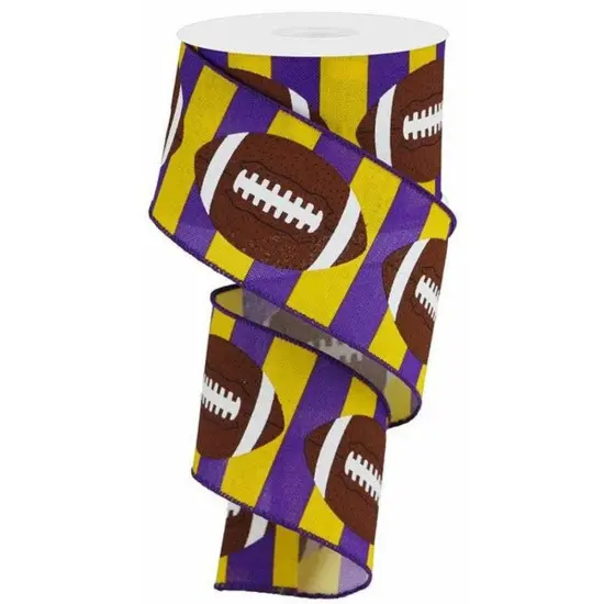 2.5" Football Royal Ribbon: Purple/Yellow (10 Yards) {1}
