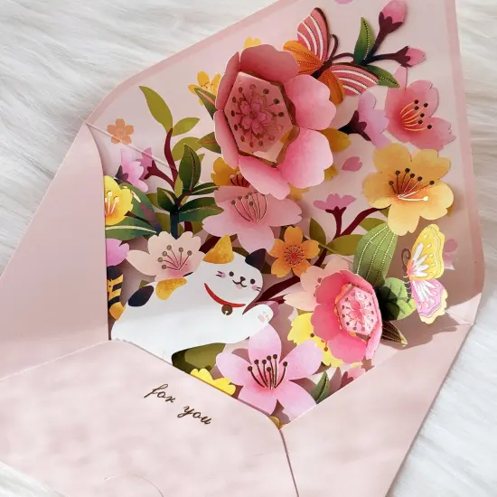 Wrapables 3D Pop Up Floral Greeting Card, Flower Bouquet Card for Mother's Day, Birthday, Anniversary, All Occasions, (Set of 2) Floral Bloom {3}