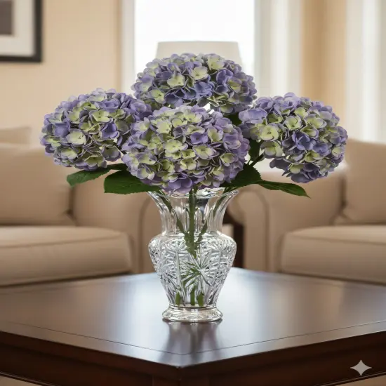 12PC Charming 18-Inch Periwinkle Hydrangea Stem Set of 12 - Enchanting 7-Inch Diameter - Perfect for Home D&eacute;cor, Wedding Centerpieces, and Special Event Floral Decorations {4}