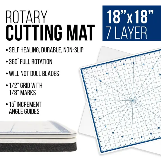 18" x 18" Self-Healing Cutting Mat 7-Ply - Rotary White/Blue Craft Mat, Non-Slip Cutting Mats for Crafts, Sewing, Quilting, Scrapbooking {2}